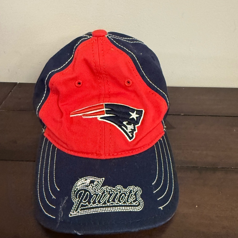New England Patriots NFL Team Apparel Strapback Hat Red Blue Adjustable Cap